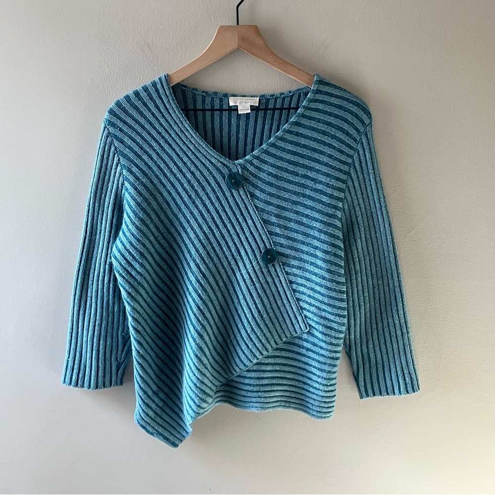 CHRISTOPHER & BANKS Asymmetrical Angora Blend Sweater